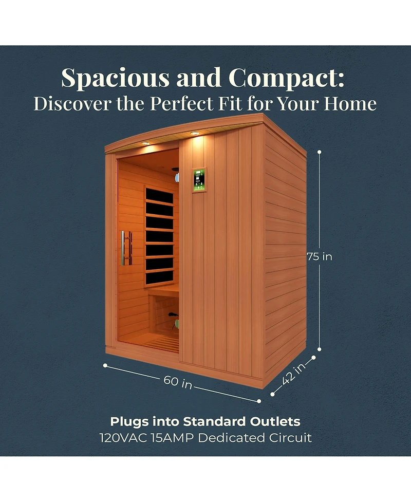 Dynamic Saunas Madrid Elite 3 Person Ultra Low Emf Infrared Lighting Home Sauna