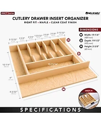 Rev-a-Shelf Natural Maple Right Size Utensil Drawer Insert, 19 1/4" x 19 1/2"