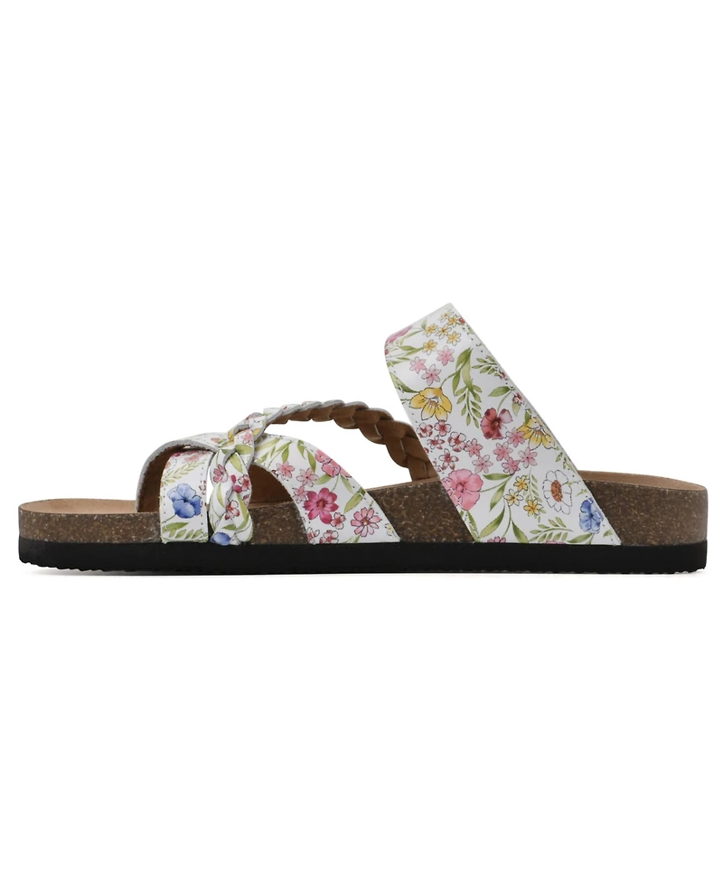 White Mountain Women's Hazy Round Toe Flat Sandals