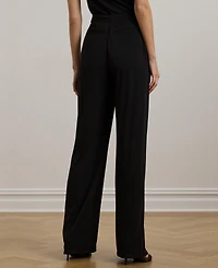 Lauren Ralph Women's Pleated Stretch Jersey Wide-Leg Pants, Regular & Petite