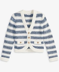 On 34th Women's Cotton Striped Curved-Hem Cardigan, Exclusively at Macy's