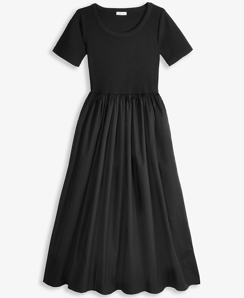 On 34th Women's Mixed-Media Short-Sleeve Midi Dress