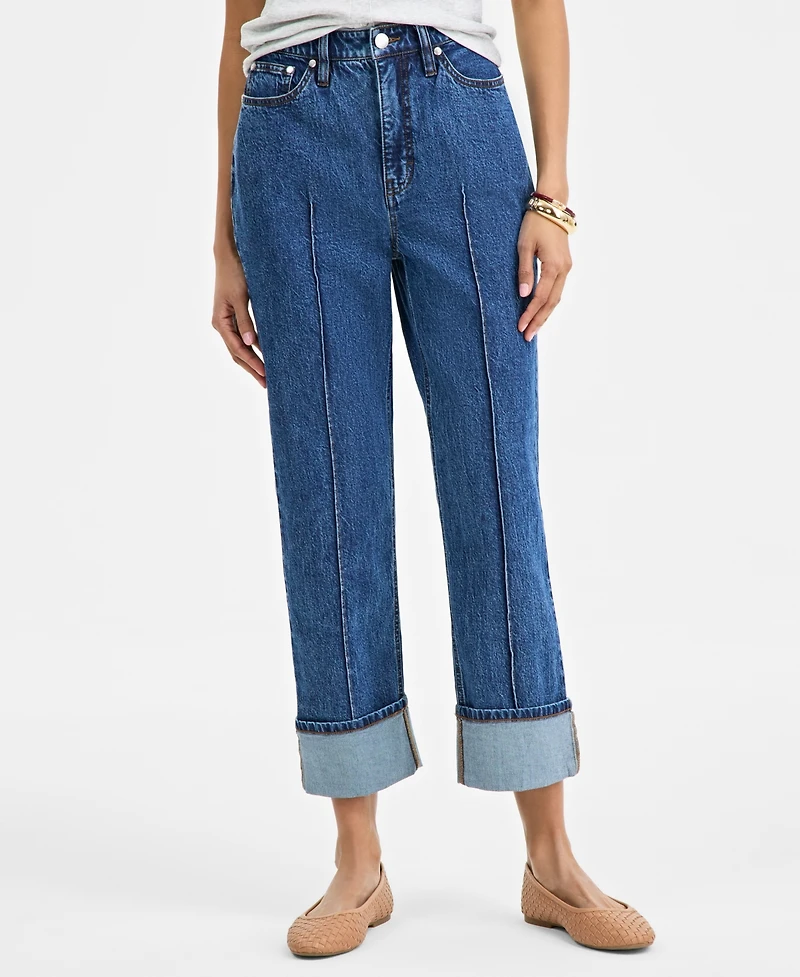 On 34th Women's High-Rise Cuffed Straight-Leg Jeans, Exclusively at Macy's