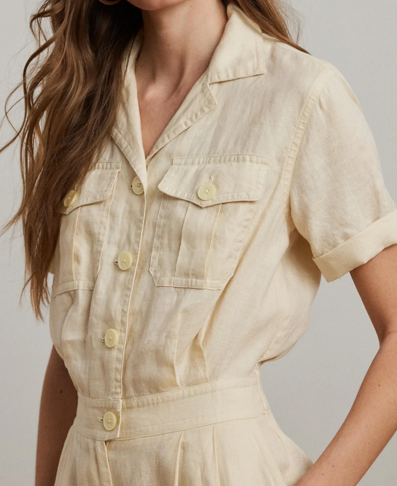 Lauren Ralph Lauren Women's Embroidered Linen Short-Sleeve Jumpsuit, Regular & Petite