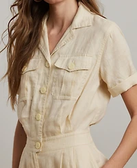 Lauren Ralph Lauren Women's Embroidered Linen Short-Sleeve Jumpsuit, Regular & Petite