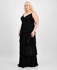 Emerald Sundae Trendy Plus Pleated Tiered Gown