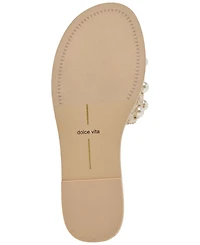 Dolce Vita Women's Harlyn Pearl Woven Raffia Slide Flat Sandals
