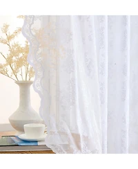 Hlc.me Jolene Floral Soft Decorative Lace Semi Sheer Light Filtering Rod Pocket Window Treatment Curtain Panels