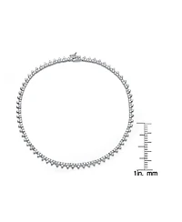 Sterling Silver White Gold Plated with Clear Cubic Zirconia Tennis Necklace
