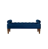 Velvet Tufted Bench for Bedroom, Living Room & Entryway, Window with Spindle Wooden Legs-The Pop Home