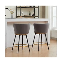 26" Counter Height Swivel Bar Stools Set of 2, Chair with Velvet Upholstered Seat-The Pop Home
