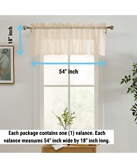 Hlc.me Sophia Floral Rod Pocket Lace Semi Sheer Voile Short Valance for Small Windows, Kitchen & Bathroom