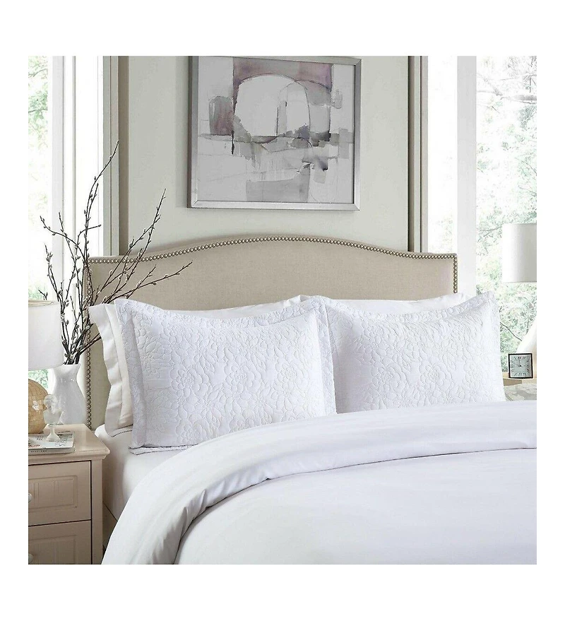 MarCielo 2 Pcs Embroidered Pillow Shams Decorative Microfiber Pillow Shams-Standard