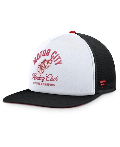 Fanatics Men's White/Black Detroit Red Wings Decades Collection Foam Front Snapback Hat