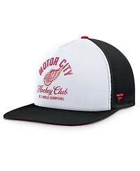 Fanatics Men's White/Black Detroit Red Wings Decades Collection Foam Front Snapback Hat