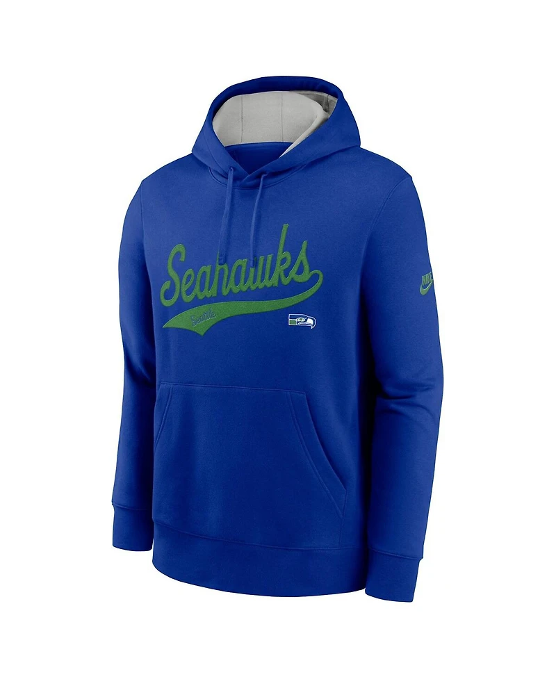 Nike Men's Royal Seattle Seahawks Rewind Club Logo Pullover Hoodie