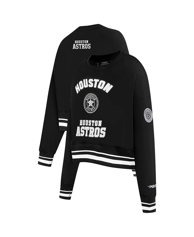 Pro Standard Women's Black Houston Astros Cultivated Pearl Cropped Pullover Sweatshirt
