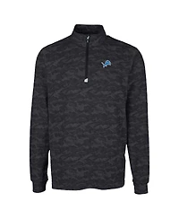 Cutter & Buck Men's Black Detroit Lions Traverse Camo Print Stretch Quarter-Zip Top