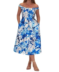 Donna Ricco Women's Floral-Print Midi Dress