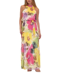 Donna Ricco Women's Floral-Print Tiered Maxi Dress