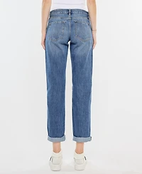 Kancan Women's Paint Effect Mid Rise Boyfriend Jeans