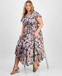 Vince Camuto Plus Size Flutter-Sleeve Belted Dress