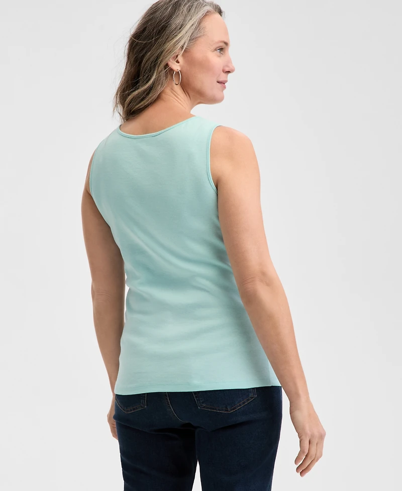Style & Co Plus Cotton Square-Neck Tank Top, Exclusively at Macy's