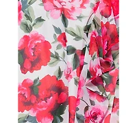 Betsy & Adam Petite Floral-Print Ruffled Gown