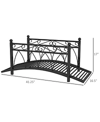 Outsunny 3.3' Metal Arch Zen Garden Bridg with Safety Siderails