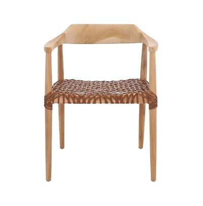 Munro Leather Woven Accent Chair