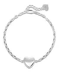 Devata Puffy Heart Chain Bracelet in Sterling Silver, 7.0 in adj to 8.0 in