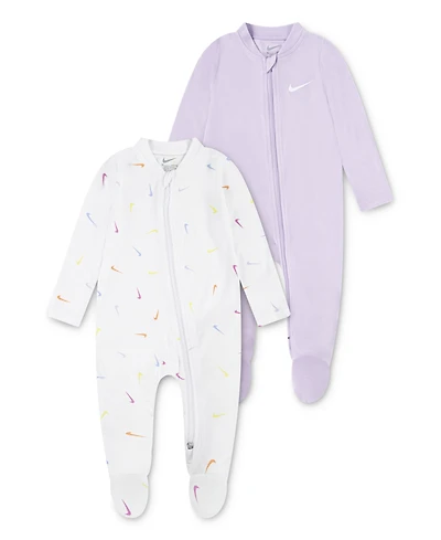 Nike Baby Essentials Viscose Long-Sleeve Footed Coveralls, 2 Pack