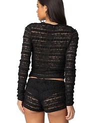 Edikted Womens Maisley Sheer Lace Top