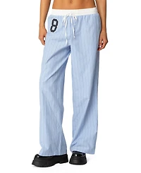 Edikted Womens Erez Contrast Waist Striped Pants