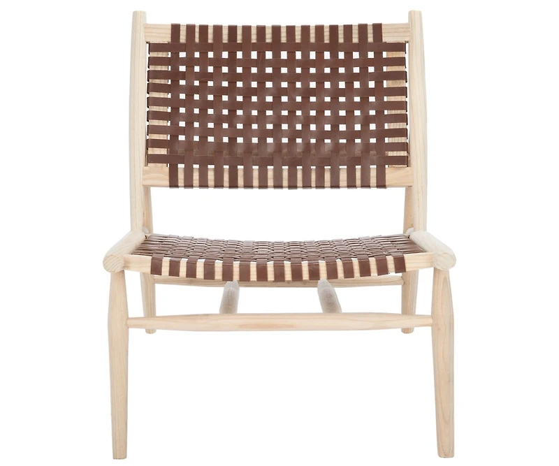 Soleil Leather Woven Accent Chair