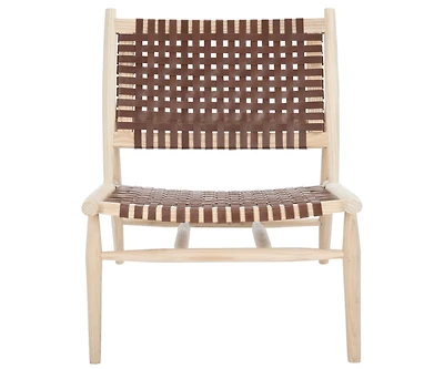 Soleil Leather Woven Accent Chair