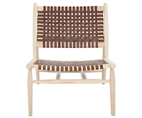 Soleil Leather Woven Accent Chair