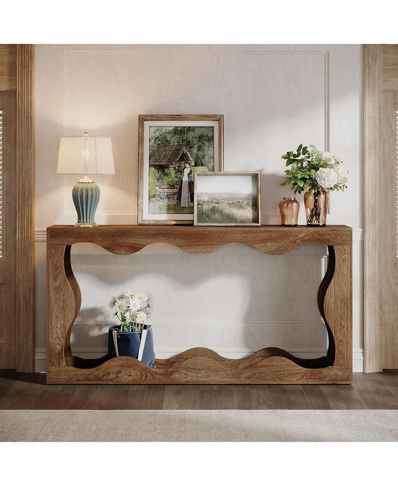 Tribesigns 63 Inches Farmhouse Console Table with Storage, Couch Table Behind Sofa, Long Entryway Table, Sofa Console Table, Narrow Console Table, Hal