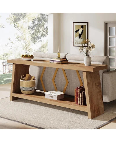 Tribesigns 70.86-Inch Long Sofa Table for Living Room, 2-Tier Narrow Console Table with Storage, Wood Foyer Entryway Couch Table for Hallway, Entrance