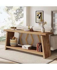 Tribesigns 70.86-Inch Long Sofa Table for Living Room, 2-Tier Narrow Console Table with Storage, Wood Foyer Entryway Couch Table for Hallway, Entrance