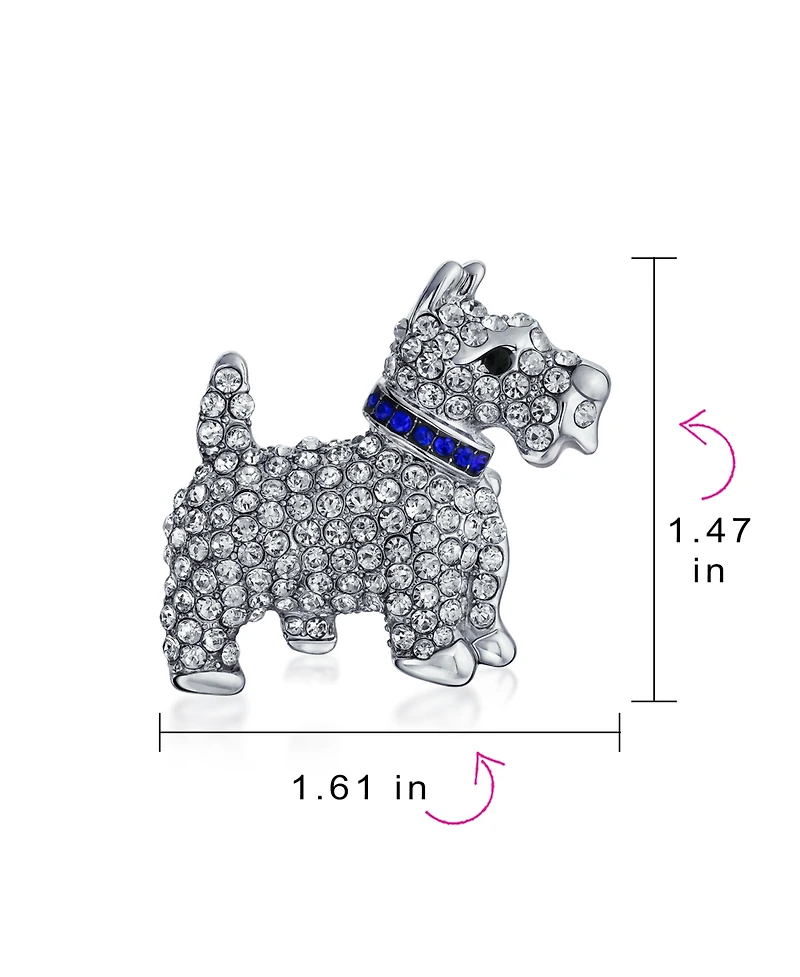 Bling Jewelry Large Statement Blue Crystal Westie Dog Brooch Pin Silver Tone 1.3 Inch