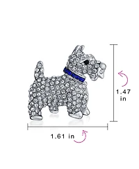 Bling Jewelry Large Statement Blue Crystal Westie Dog Brooch Pin Silver Tone 1.3 Inch