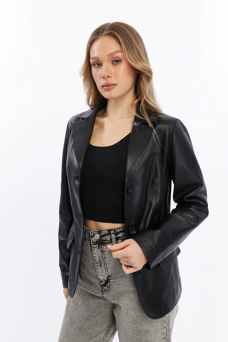 Furniq Uk Women's Leather Blazer