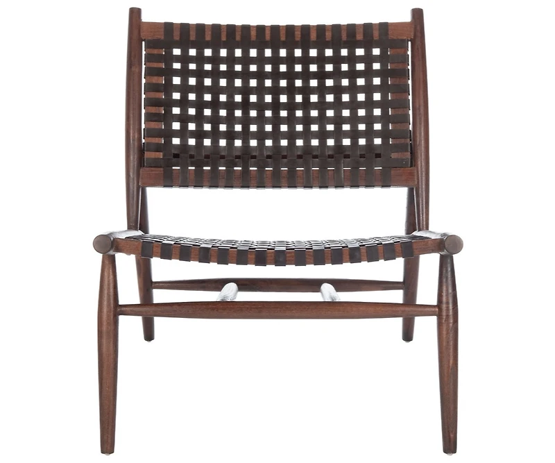 Soleil Leather Woven Accent Chair