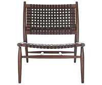 Soleil Leather Woven Accent Chair