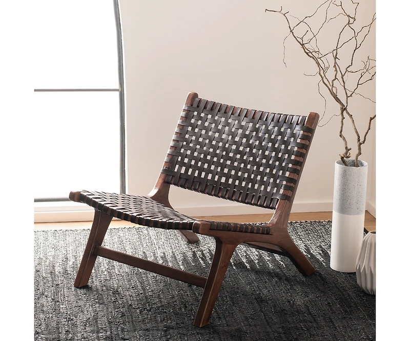 Luna Leather Woven Accent Chair
