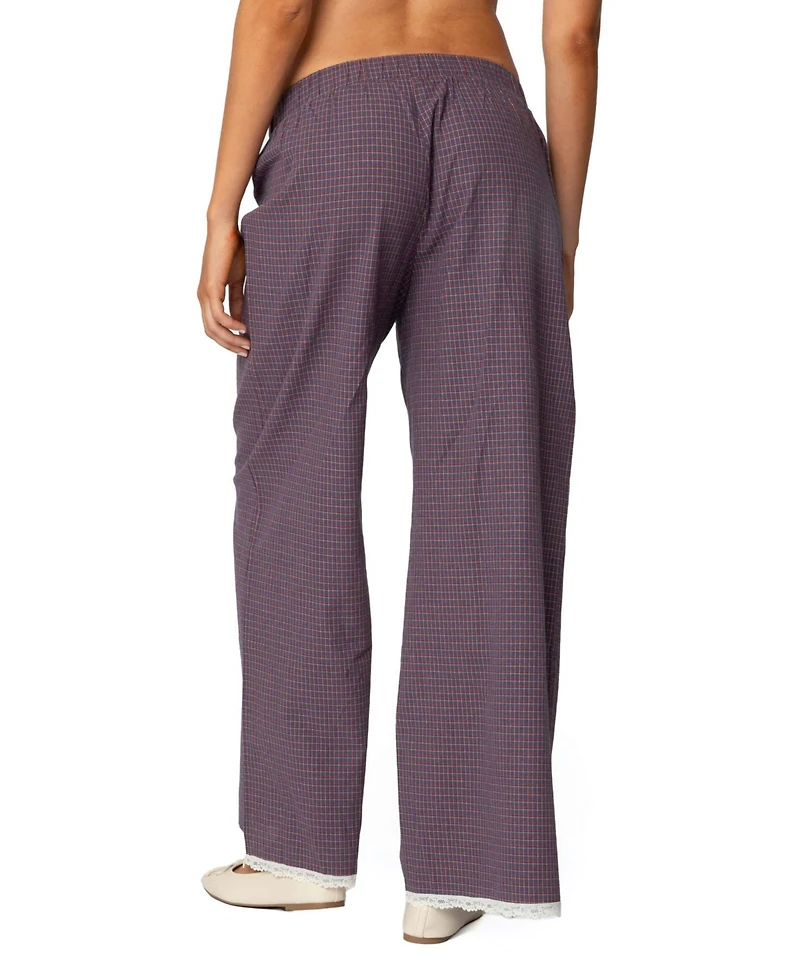 Edikted Womens Dakota Plaid Pants