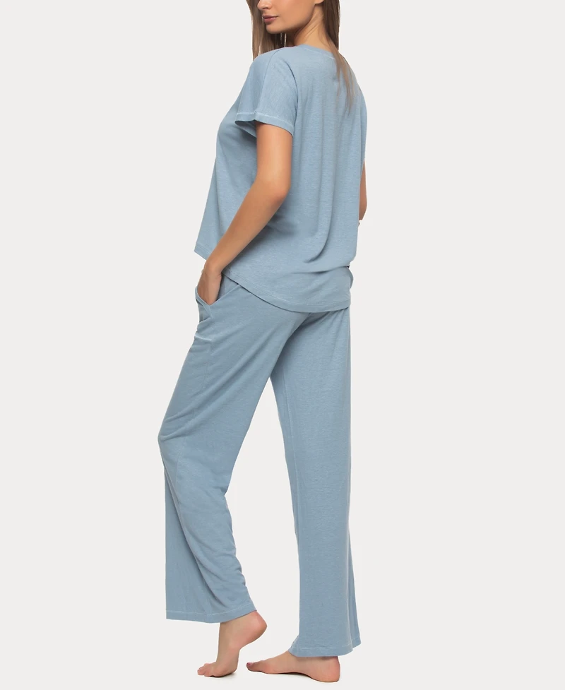Felina Women's Lauren Linen Jersey Pullover and Lounge Pant Set