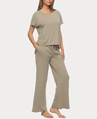 Felina Women's Lauren Linen Jersey Pullover and Lounge Pant Set