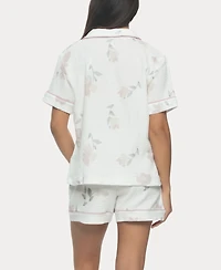 Felina Women's Calista Cotton Gauze Short Sleeve Pajama Set